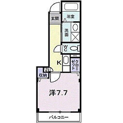 フィオーレ橘 1階1Kの間取り