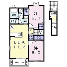 フォルムMモデナ1 2LDKの間取図画像