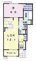 プリムローズ5 1LDKの間取図画像