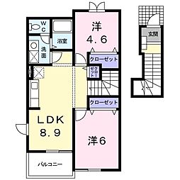 ｓｋｙパレット　Ｂ 2階2LDKの間取り