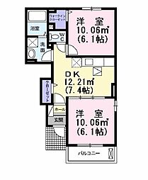 フランB 2DKの間取図画像