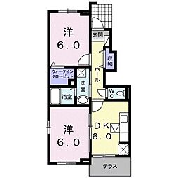 フォーレスト湯布院2 2DKの間取図画像