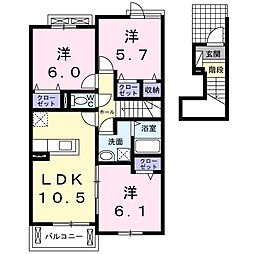メゾン・サンシャイン2 3LDKの間取図画像