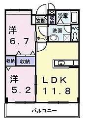 プロムナード 2LDKの間取図画像
