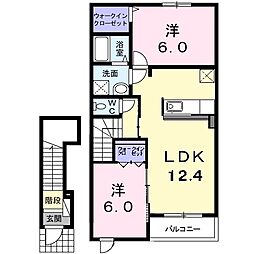 グラシオッソ 2LDKの間取図画像