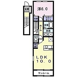 ヴィラ・シュノンソー 1LDKの間取図画像