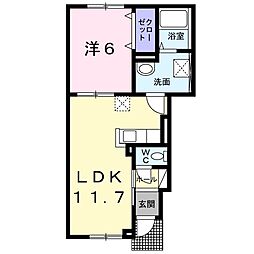 エススール3 1LDKの間取図画像