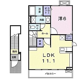 サニーハウス弐番館 1LDKの間取図画像