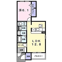 リバーパーク五番館 1LDKの間取図画像