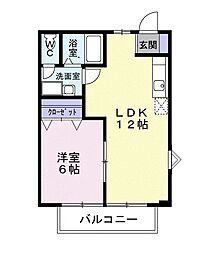 ガーデンヒルズ1 1LDKの間取図画像