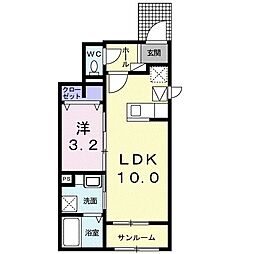 プラシード・ヴィータ 1LDKの間取図画像