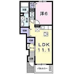 ヴィラグローブC 1LDKの間取図画像