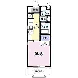 クレア・ド・ルーン庄内 2階1Kの間取り
