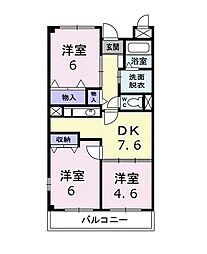 エスポワール吉田 3DKの間取図画像