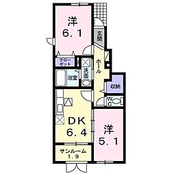 メゾンドプルマージュ 2DKの間取図画像