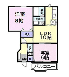クレーブスK 2LDKの間取図画像