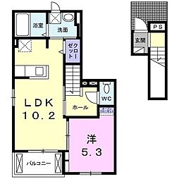 リベルテビラージュ 1LDKの間取図画像