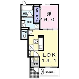 ニューレジデンスB 1LDKの間取図画像