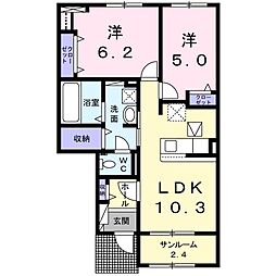 ミハラHRS 2LDKの間取図画像