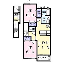 ソレイユA 2LDKの間取図画像