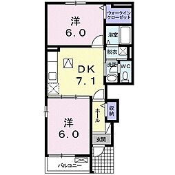 フィオーレ・アール・ウーノ 2DKの間取図画像
