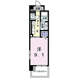 ラ・シュシュ 1Kの間取図画像