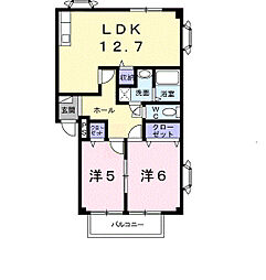 アクセス村央 2階2LDKの間取り
