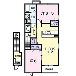カーサ・プラシード　II 2階2LDKの間取り