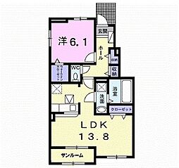 シャトードゥ湊3 1LDKの間取図画像