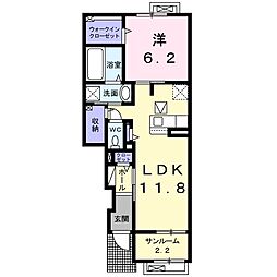 プラウド　横田II 1階1LDKの間取り