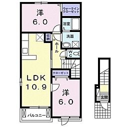 サクラI 2階2LDKの間取り