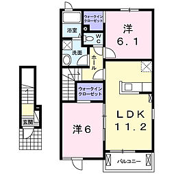 アップルハウスB 2LDKの間取図画像