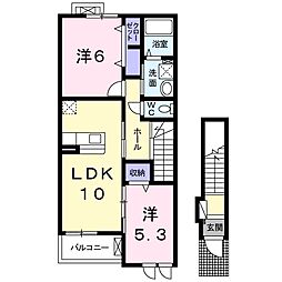 グランドソレイユ 2LDKの間取図画像