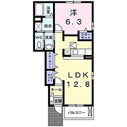 エレガンシアＢ 1階1LDKの間取り