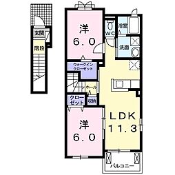 ＢＥＡＴＲＩＣＥ　I 2階2LDKの間取り