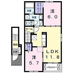 ローズマリーA 2LDKの間取図画像