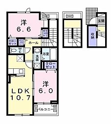 レジデンスプリュ1 2LDKの間取図画像
