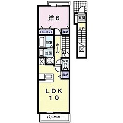ラ　クール 2階1LDKの間取り