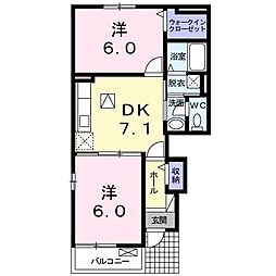 グリーンコート1 2DKの間取図画像
