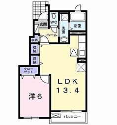 マリーン 1LDKの間取図画像