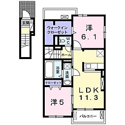 水明郭B 2LDKの間取図画像