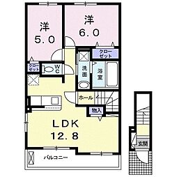 グランドソレイユ　Ｆ 2階2LDKの間取り