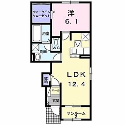 ヴィラ　シャングリラ直江町　Ａ 1階1LDKの間取り