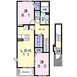 エニシム 2LDKの間取図画像