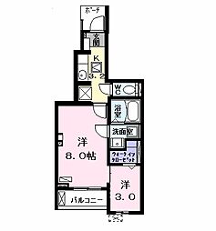 メゾンドオリーブB 2Kの間取図画像