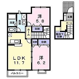 リバティー 2LDKの間取図画像