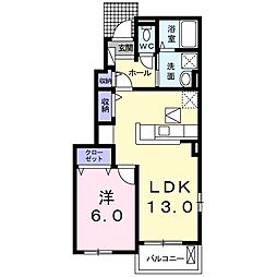 サンパティーカーサ 1LDKの間取図画像