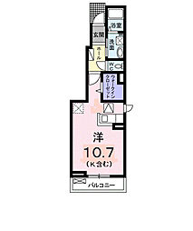 ヴィラ・ルーチェＡ 1階ワンルームの間取り