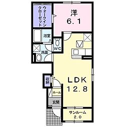 サーレ・ウエスト2 1LDKの間取図画像