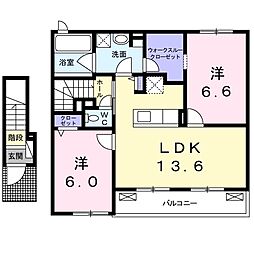 エクセレントカーサ2 2LDKの間取図画像